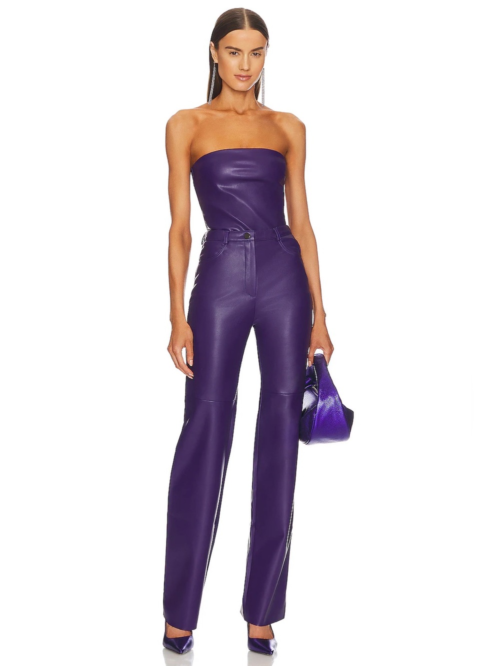 CultNaked Killa Trouser Pant in Purple Size Medium Faux Leather